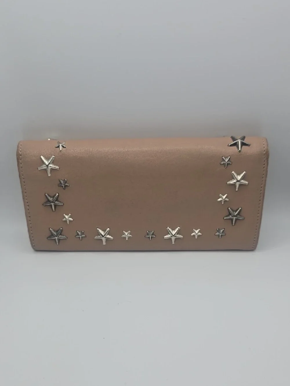 Jimmy Choo Beige Wallet with Silver Star Studs